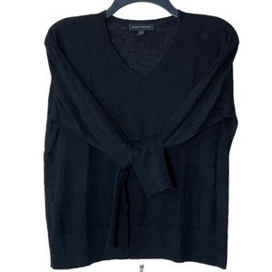 Black Linen Blend Sweater Top SZ S